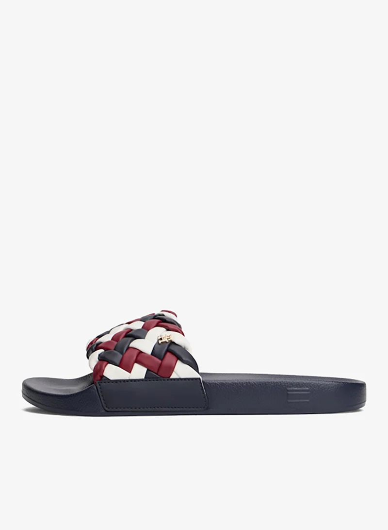 TOMMY HILFIGER TH Monogram Braided Strap Pool Slides